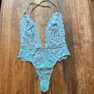 NWOT Jacalyn Bennett Adore Me deep V sheer lace bodysuit